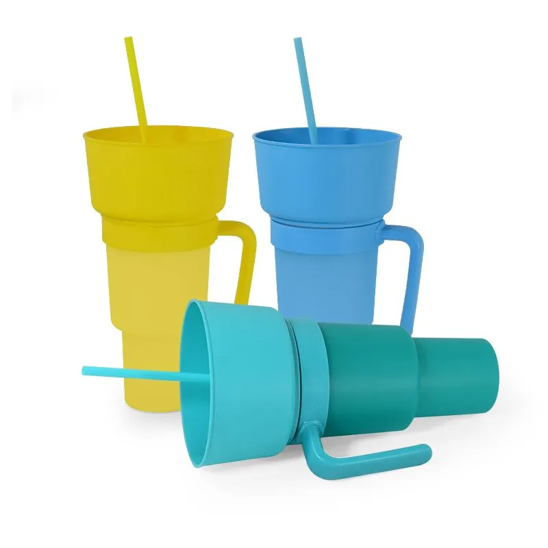 PP Plastic Coke Cup with Straw Cup And Fried Chicken Popcorn Fries Creative Snack Cup Holder Bowl BPA Free Z11