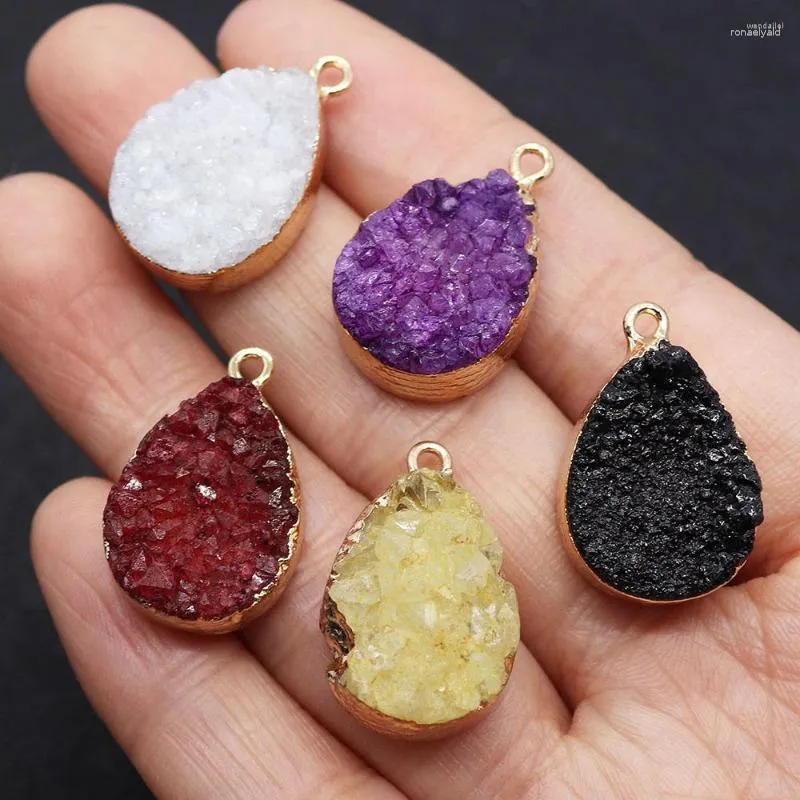 Encantos de pedra natural drusy cristal pingentes para fazer jóias diy colares brincos geode áspero drusy espécime fatia