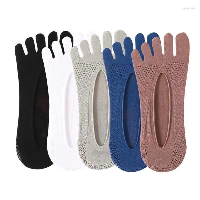 Herrstrumpor Herr 5Prairs Mesh Invisible Breatble Sweat-Absorbering Short Sock Non Slip Five Toe High Quality