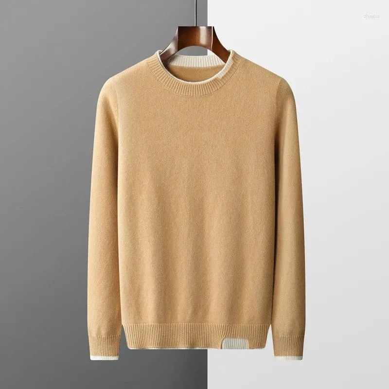 Men's Sweaters Autumn/Winter Wool Clothing Knitted Round Neck Solid Color Pullover Skincare Feel Blouse
