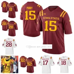 NCAA Custom Iowa State College Cyclones Football Jerseys Stitched Sean Shaw Jr. Jersey Re-al Mitchell Allen Lazard Breece Hall Kyle Kempt Jersey