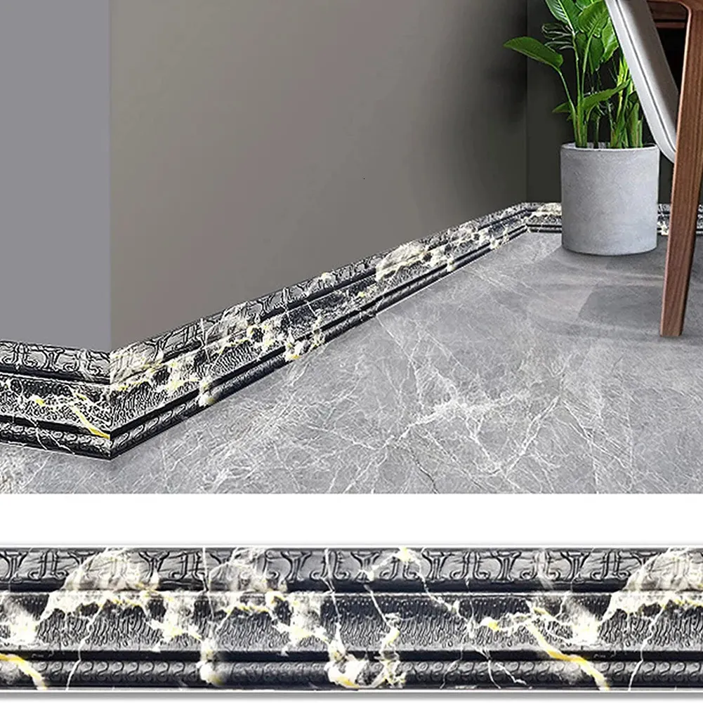 Adesivi murali 3D Striscia per bordi in schiuma Autoadesiva Impermeabile Battiscopa Battiscopa Bordo Decorativo Adesivo Angolo Linea di cintura 23 m 231023