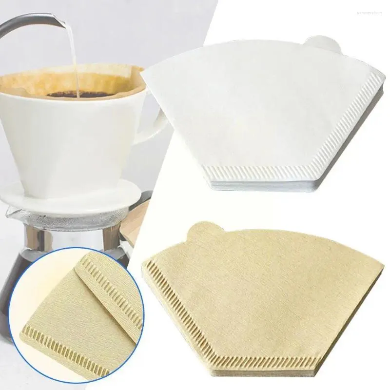 Filtri per il caffè 100/200 pezzi Carta da filtro ecologica Strumenti a forma di V Usa e getta per la preparazione del tè Espresso Dripp W3T2
