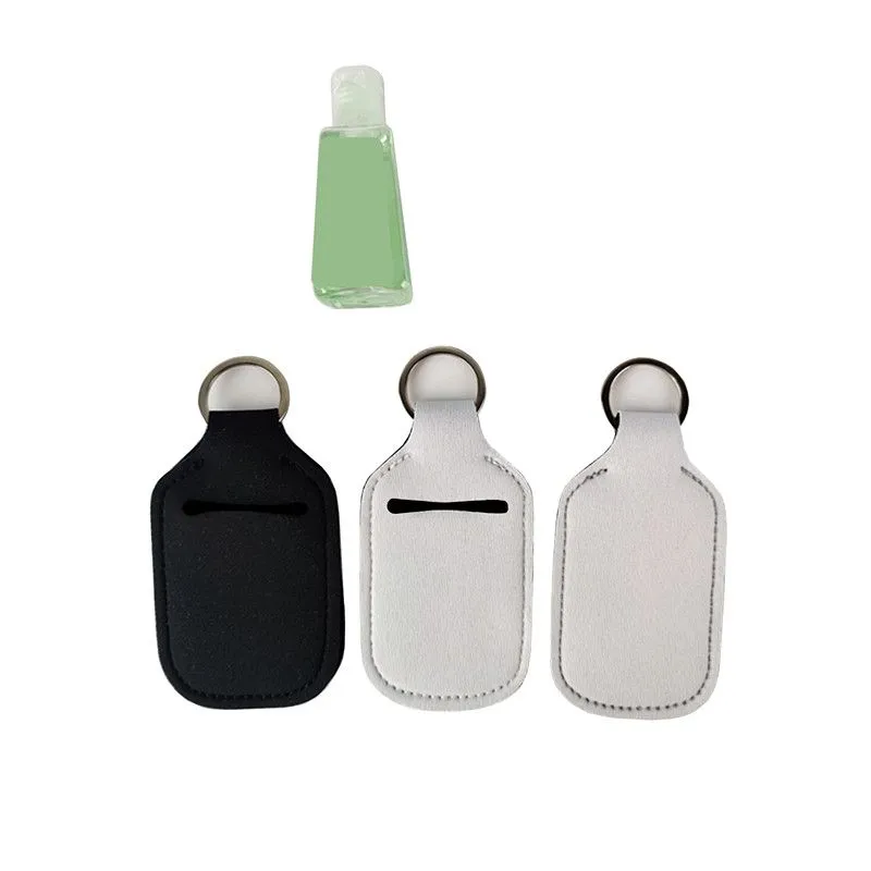 sublimation Neoprene sanitizer holder solid color can choose empty Travel Size Bottle with Keychain Holder for Soap Liquids