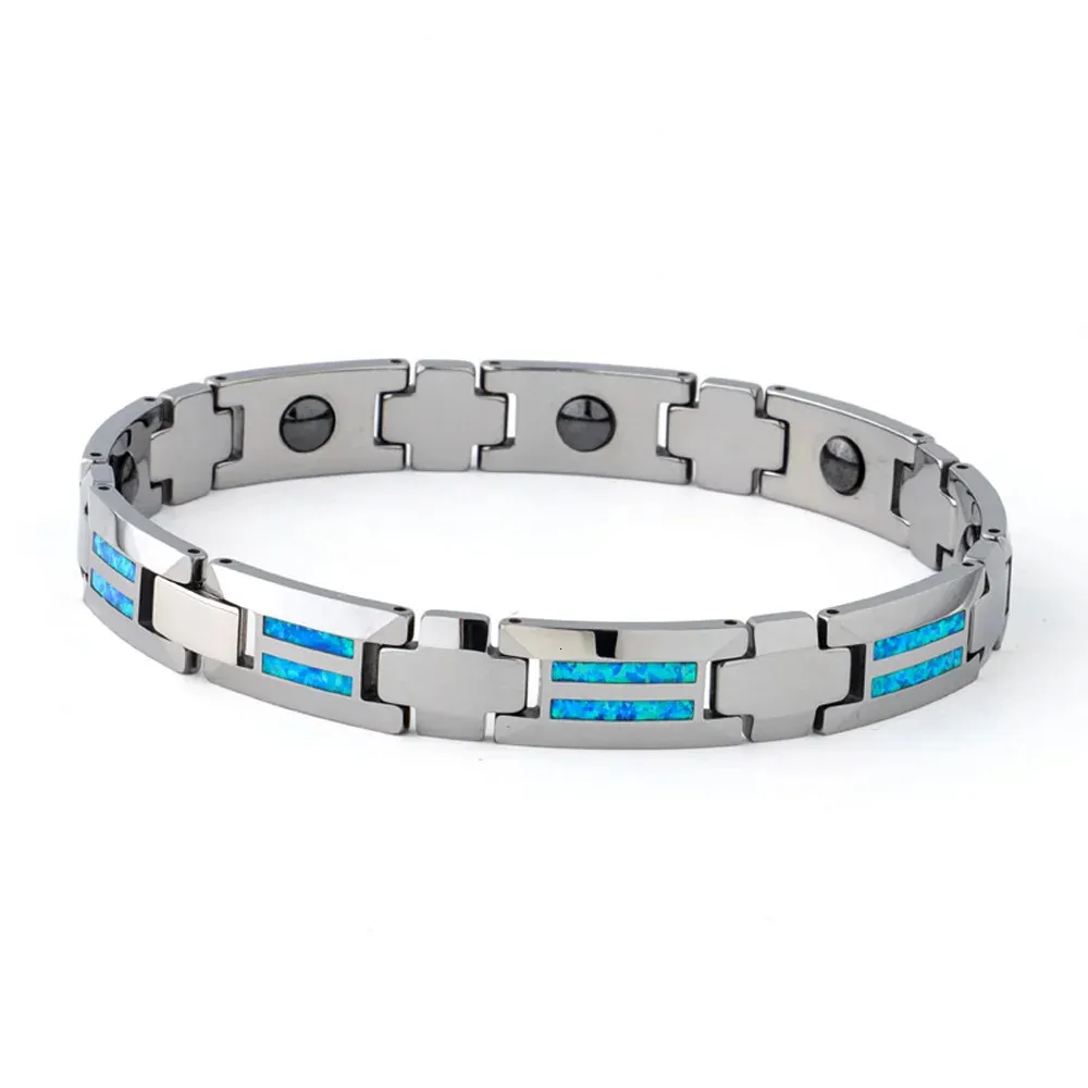 Bracelets de charme de luxe bleu opale bijoux de mode pour hommes bracelet en tungstène pour hommes costumes de fête bracelets homme cadeau collection 231023