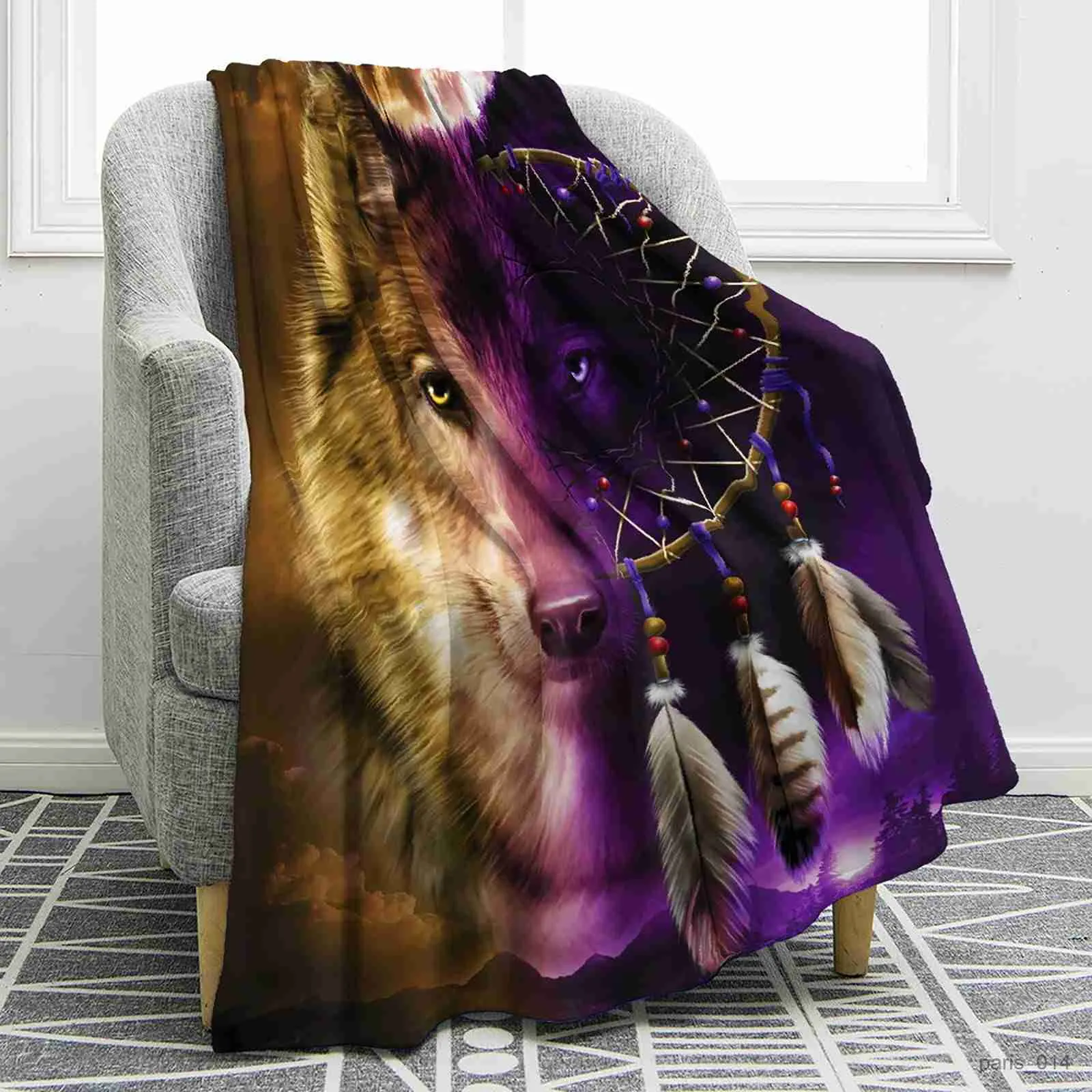 Fluffy wolf cheap blanket