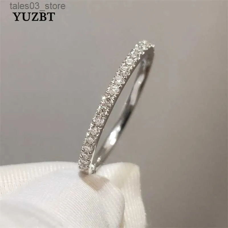 결혼 반지 yuzbt 9k 10k 화이트 골드 브릴리언트 컷 0.3 캐럿 다이아몬드 테스터 과거 D 컬러 Moissanite 약혼 반지 Korean Style Jewelry Q231024