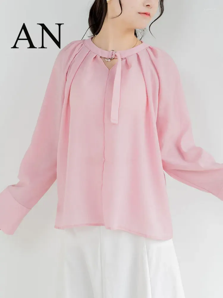 Женские блузки, весна 2023, рубашка, плиссированные ажурные жемчужные элегантные и молодежные женские комплекты с подвесками, женские топы