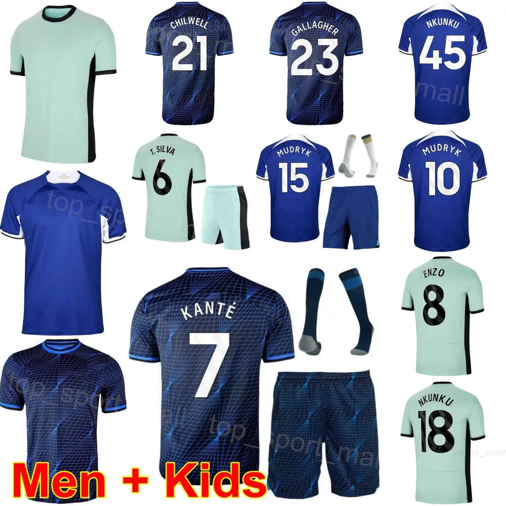 23 24 Club Team Men Kids 7 STERLING Soccer Jerseys Set 2 DISASI 15 JACKSON 10 MUDRYK 6 SILVA 26 COLWILL 8 FERNANDEZ GALLAGHER GUSTO CHILWELL Football Shirt Kits QieErXi