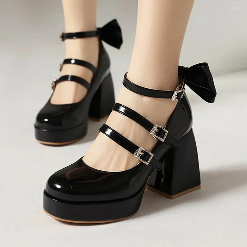 Zapatos de vestir Gigifox Mujeres Plataforma Tacones altos Mary Janes Bombas Mujer Bowknot Cosplay Escuela Primavera Tacón Goth Tamaño grande 46