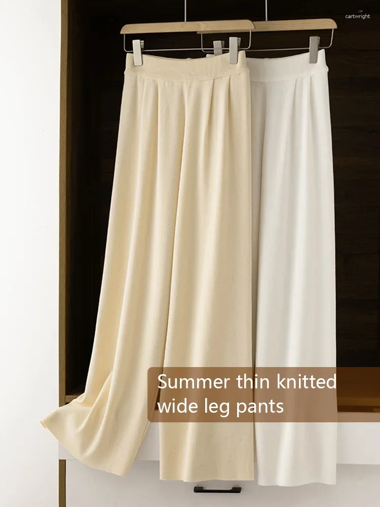 Calças femininas mulheres verão comprimento total malha fina solta alta estiramento calças longas primavera perna larga carga coreana deve ter y2k casual