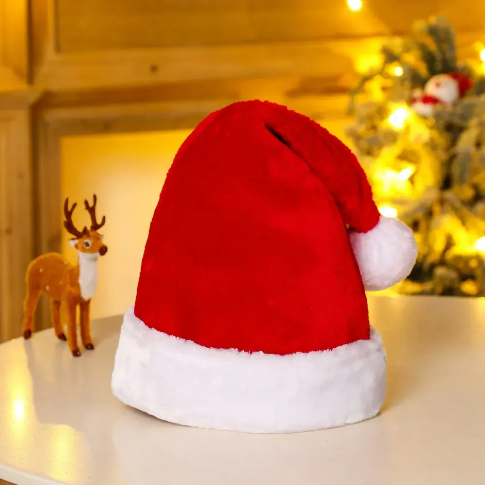 Red Christmas Hat Soft Plush Striped snowflak Hats Santa Claus Cosplay Cap Children Adults Xmas Party Decoration Caps TH0091