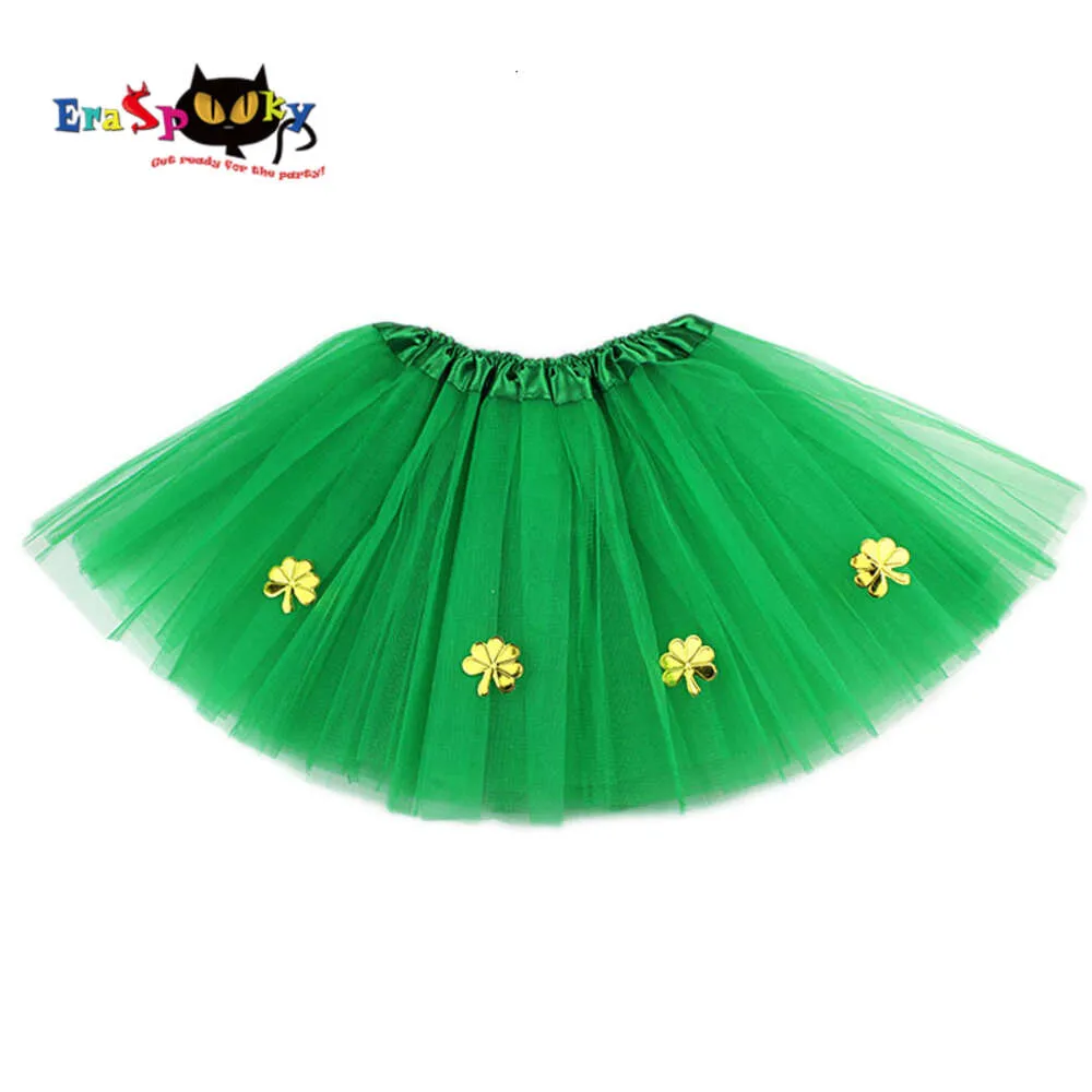 Cosplay EraSpooky Girls 'Green Dress Ireland St.Patrick Day For Kids Carnival Costume Girl Tutu kjol med guld shamrockscosplay