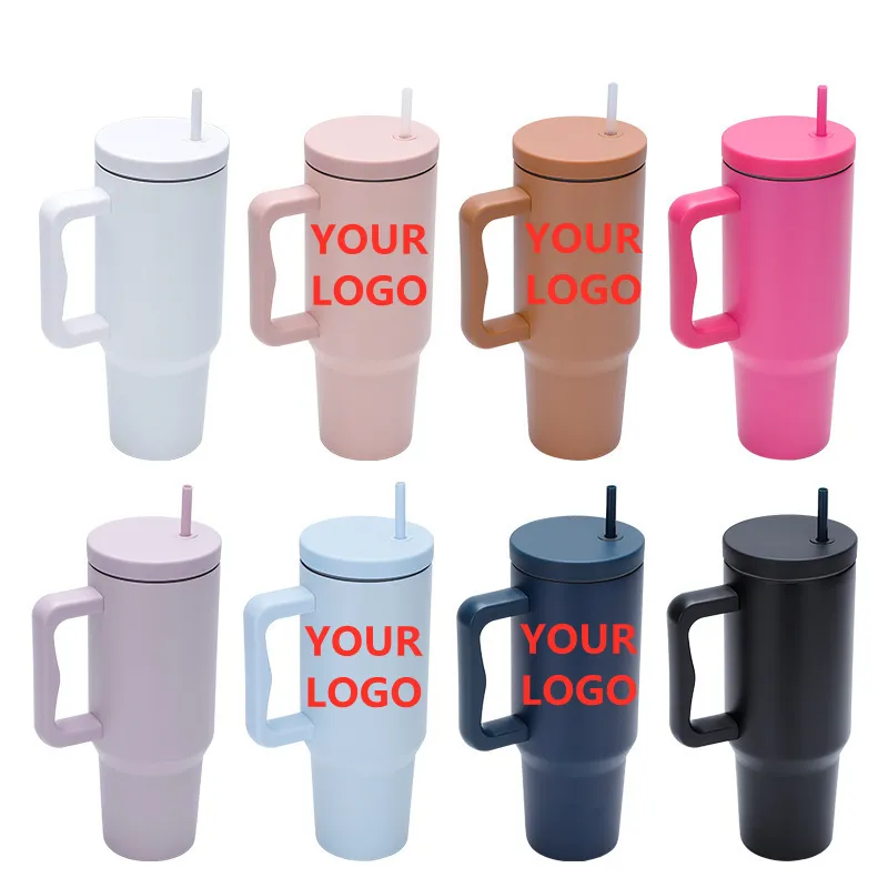 Anpassad logotyp 40oz mugg tumlare med handtag H3.0 specialanpassad personlig vattenflasktumblers lock Straw rostfritt stål kaffetermos cup