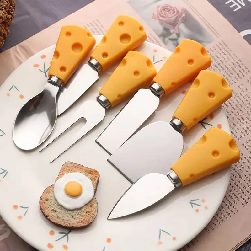 Cups Dishes Utensils Stainless Steel Cheese Tableware Cutlery Set 6PCS Children's Fork For Cheese Dessert Appetizer P Spoon Spatula Knife Flat Knife 231024