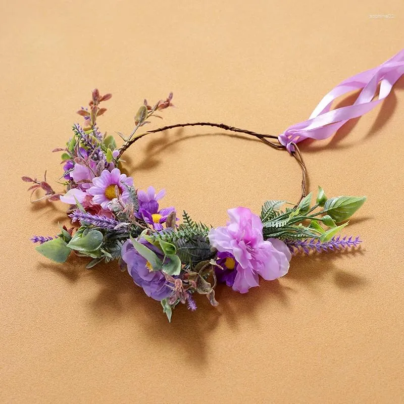 أغطية الرأس عريس SEN SEN Silk Flower Flower Decoration Hair Band Festive Wreath Dance Roath