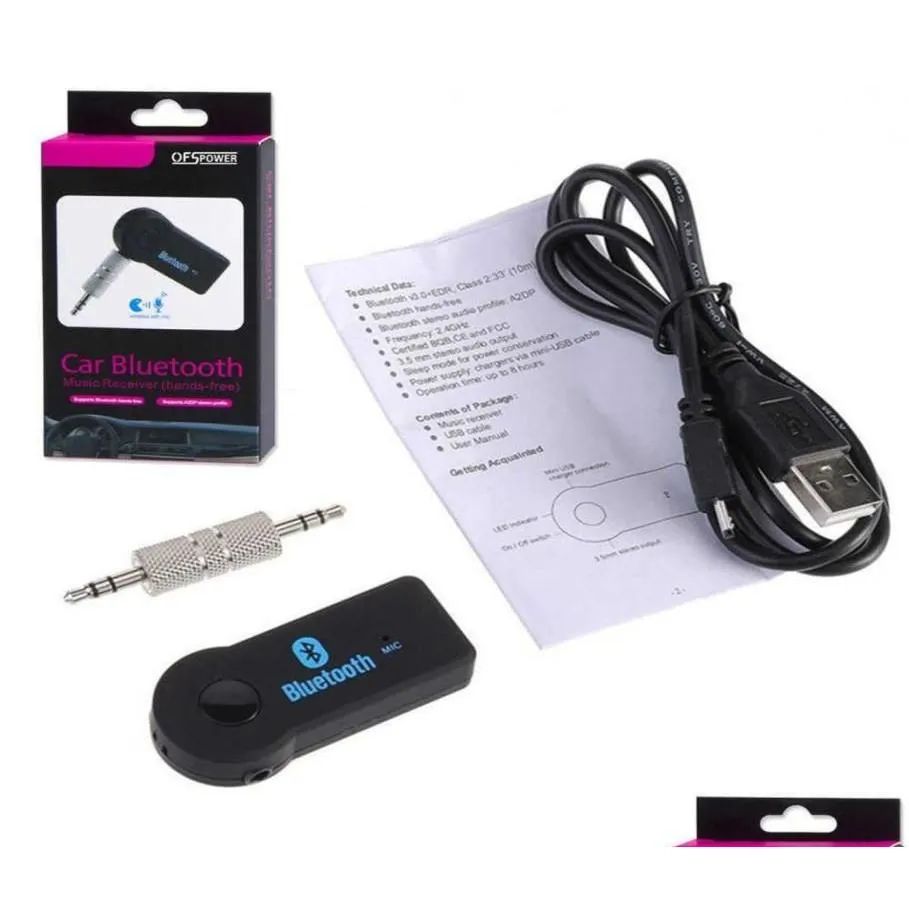 Kit de coche Bluetooth Mano Inalámbrico 3,5 mm Aux O Coche Bluetooth Edup V 3.0 Transmisor FM Receptor de música estéreo A2DP Mtimedia Adaptador Automo Oth8F