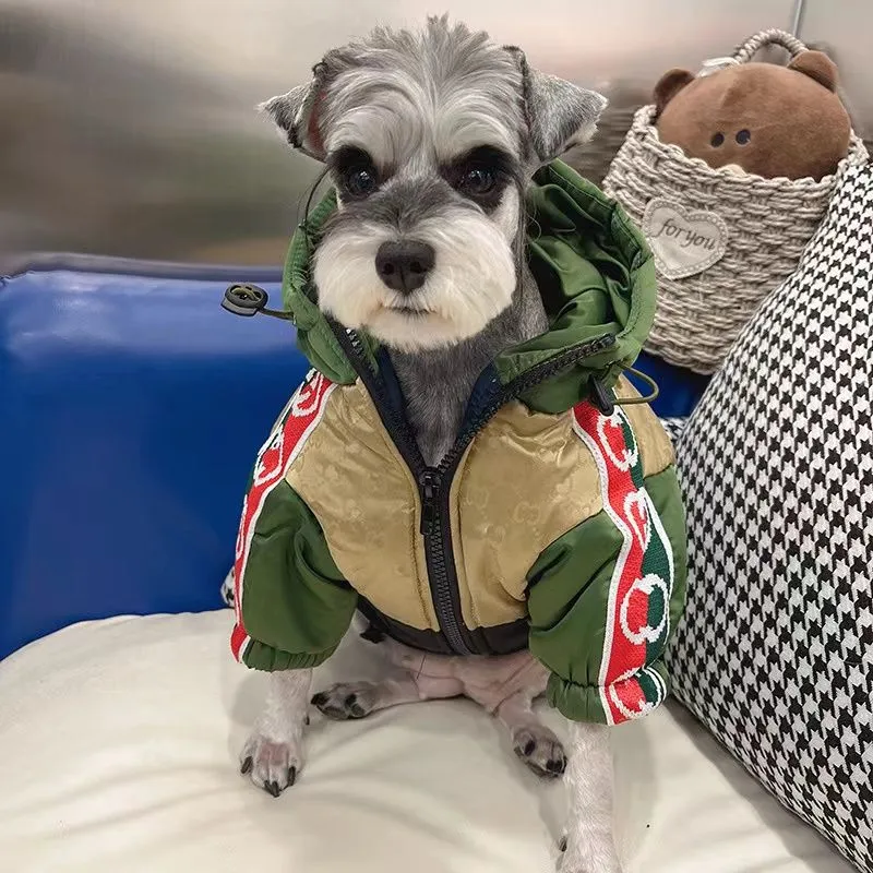 Warm Dog Hoodie with Classic Lettering Pattern Windproof Winter Coat for Small Medium Large Extra Large Dogs