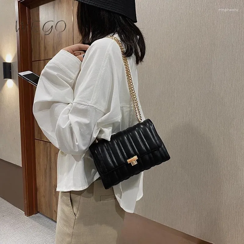 Evening Bags Fashion Simple Embroidery Chain Bag Thread Slung Over Shoulder Underarm Rhombic Soft Leather