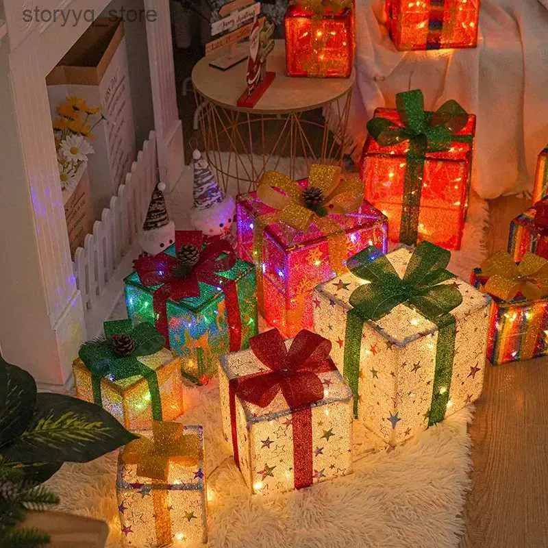 Christmas Decorations Christmas Luminous Gift Boxes Folding Xmas Tree  Decoration Ornaments With LED Lights Festival Birthday Party Decoration  Q231024 From Storyyq, $6.13