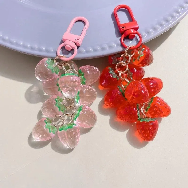 Porte-clés pendentif fraise porte-clés fruits délicats porte-clés sangle de téléphone portable lanière bricolage sac à dos