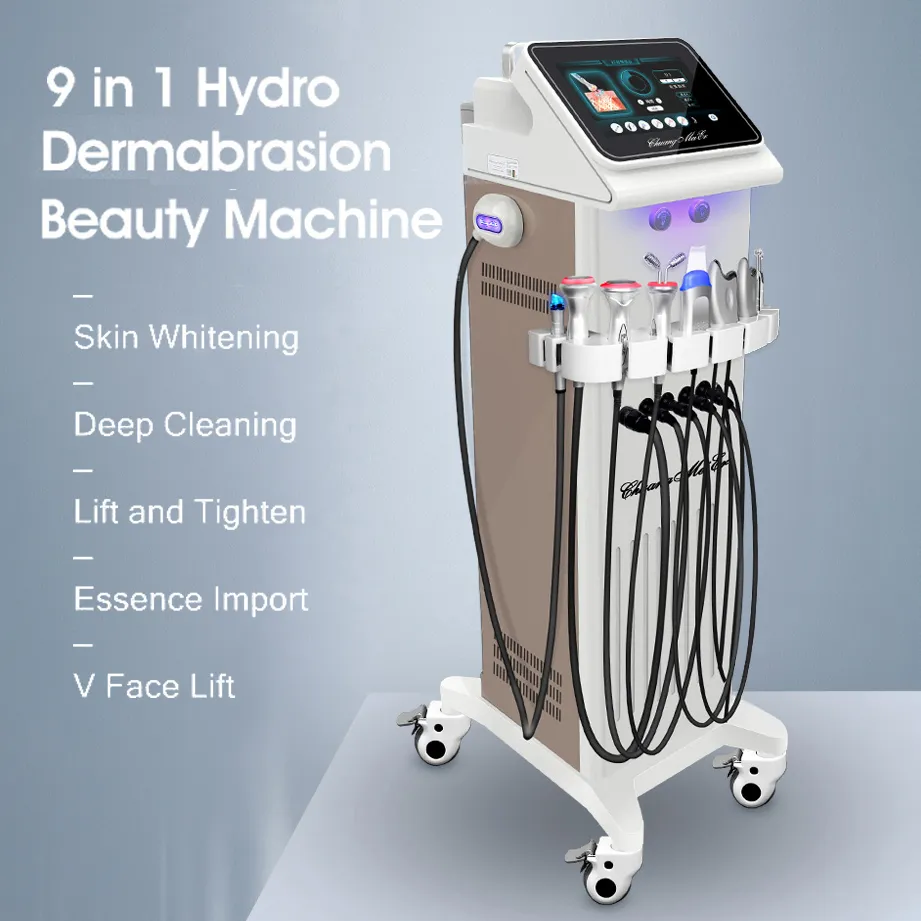 Upgrade-versie Microdermabrasie Huidverstrakking Machine Waterspuitpistool Hydratatie RF Rimpelreductie Bio Microstroom Huidversteviging 9 in 1 Salon