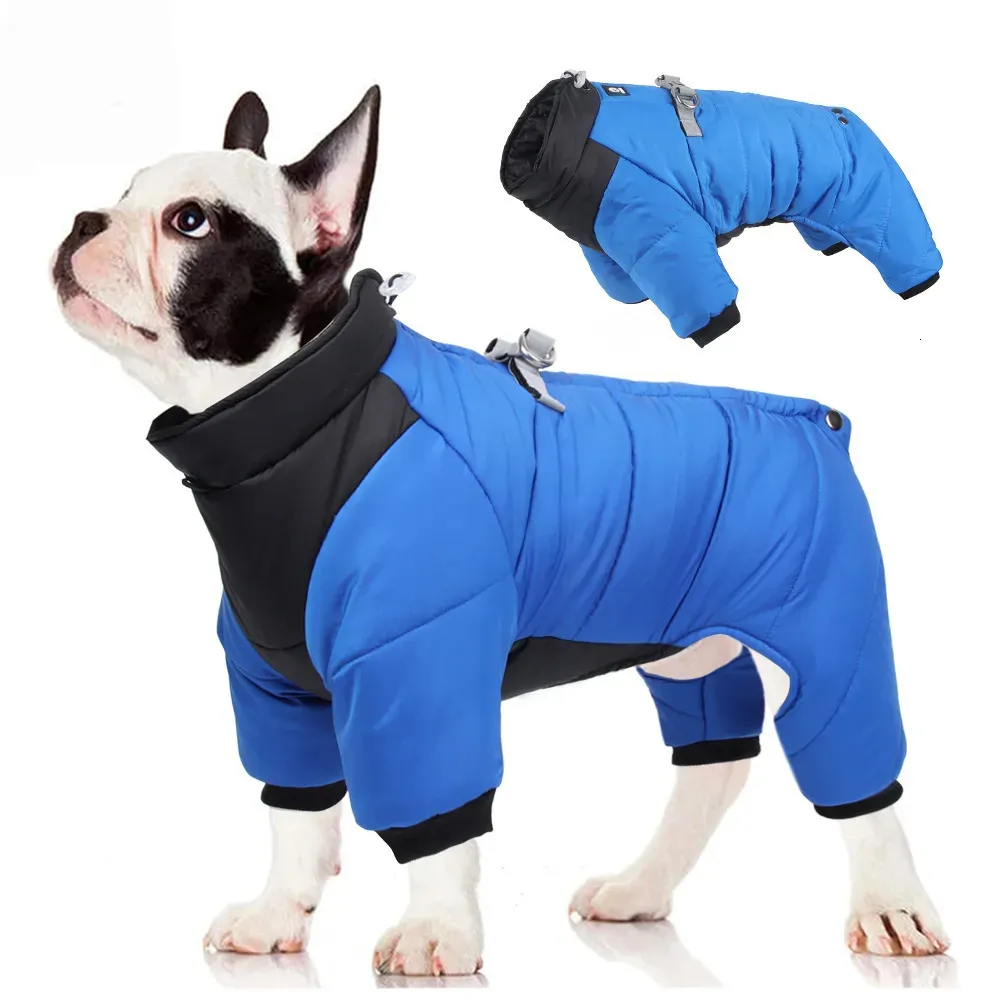 Hundkläder Waterproof Dog Jumpsuit Coat Winter Pet Dog Clothes Warm Puppy Cotton Jacket för små medelstora hundar Pug Chihuahua kostym Bulldog 231024