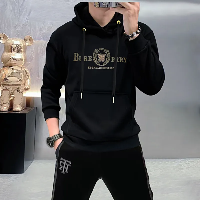 Hoodie Heren Herfst/Winter Pailletten Letter Dagelijks T-shirt met losse mouwen en capuchon Veelzijdige Amerikaanse casual trui