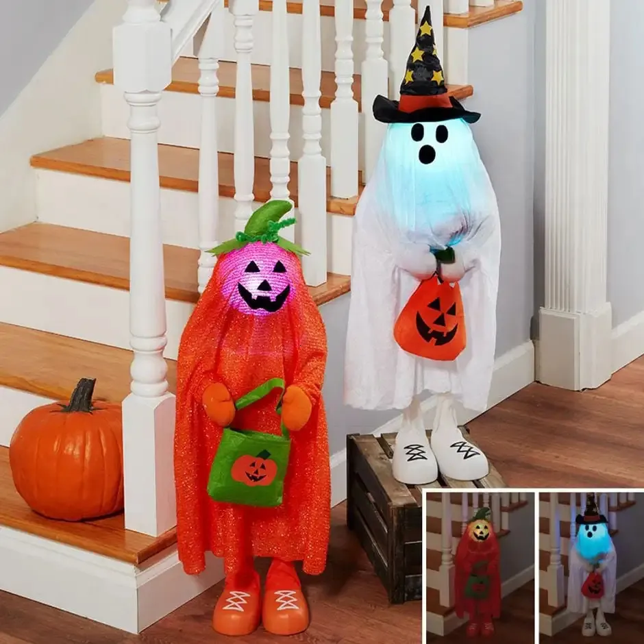 Autres fournitures de fête d'événement 82 / 94 cm Décoration mignonne d'Halloween pour enfants avec lumières à changement de couleur pour coin de pièce de porche ou couverture-extérieur 231023