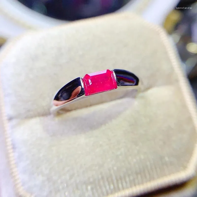 Klaster Pierścienie 925 Srebrny rubinowy pierścień Pierścień Dobra biżuteria dla kobiet prezent rocznicowy 4 6 mm oryginalny kamień szlachetny