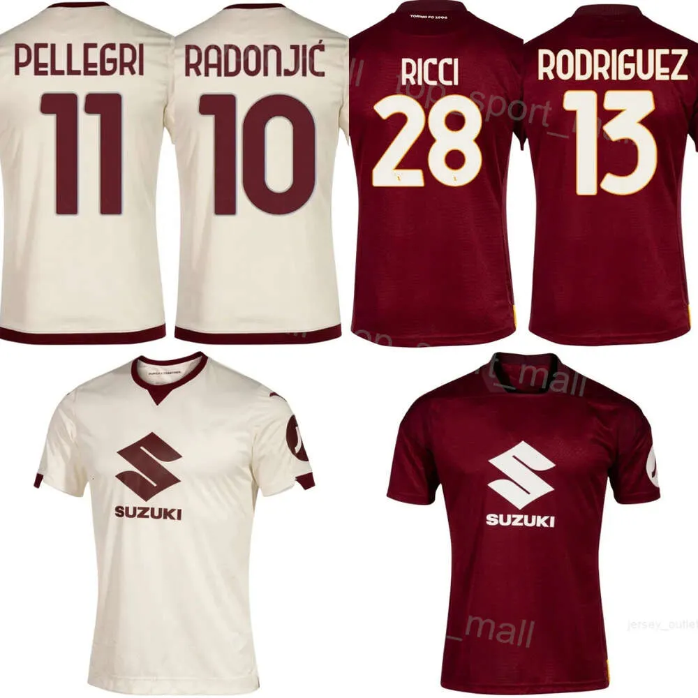 Torino FC 23-24 Soccer Jersey Official Home Away Kits: Ilic, Radonjic,  Milinkovic-Savic, Schuurs, Rodriguez Red Beige Football Shirts