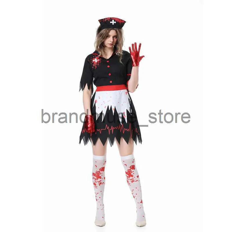 Theme Costume Halloween cosplay nurse zombie costume horror bloody nurse vampire makeup dance costume performance costume J231024