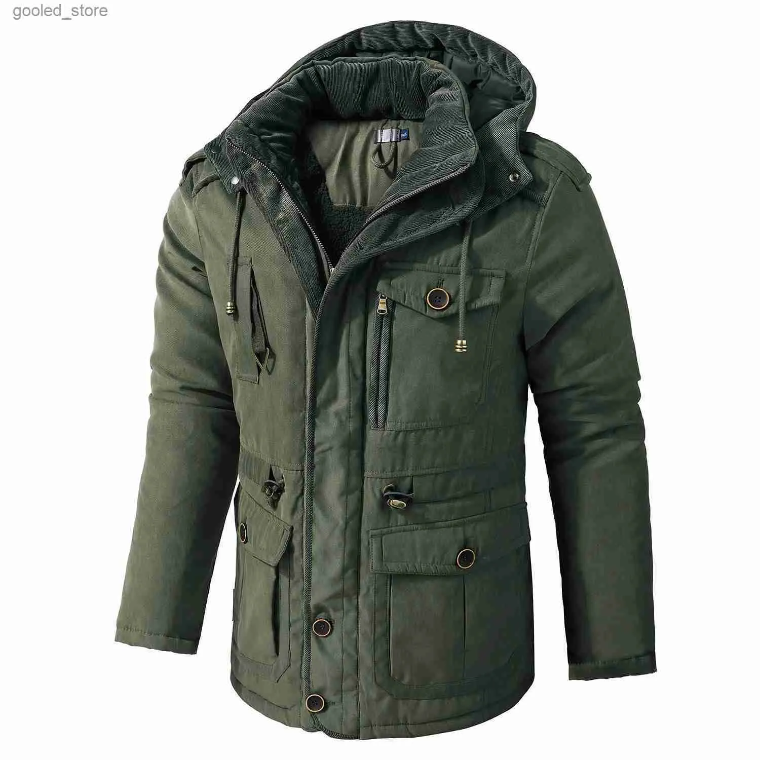 남성용 파카스 2023 새로운 차가운 겨울 남성 재킷 디자이너 한국 스트리트웨어 후드 두꺼운 면화 코트 윈드 브레이커 난방 코트 Q231024
