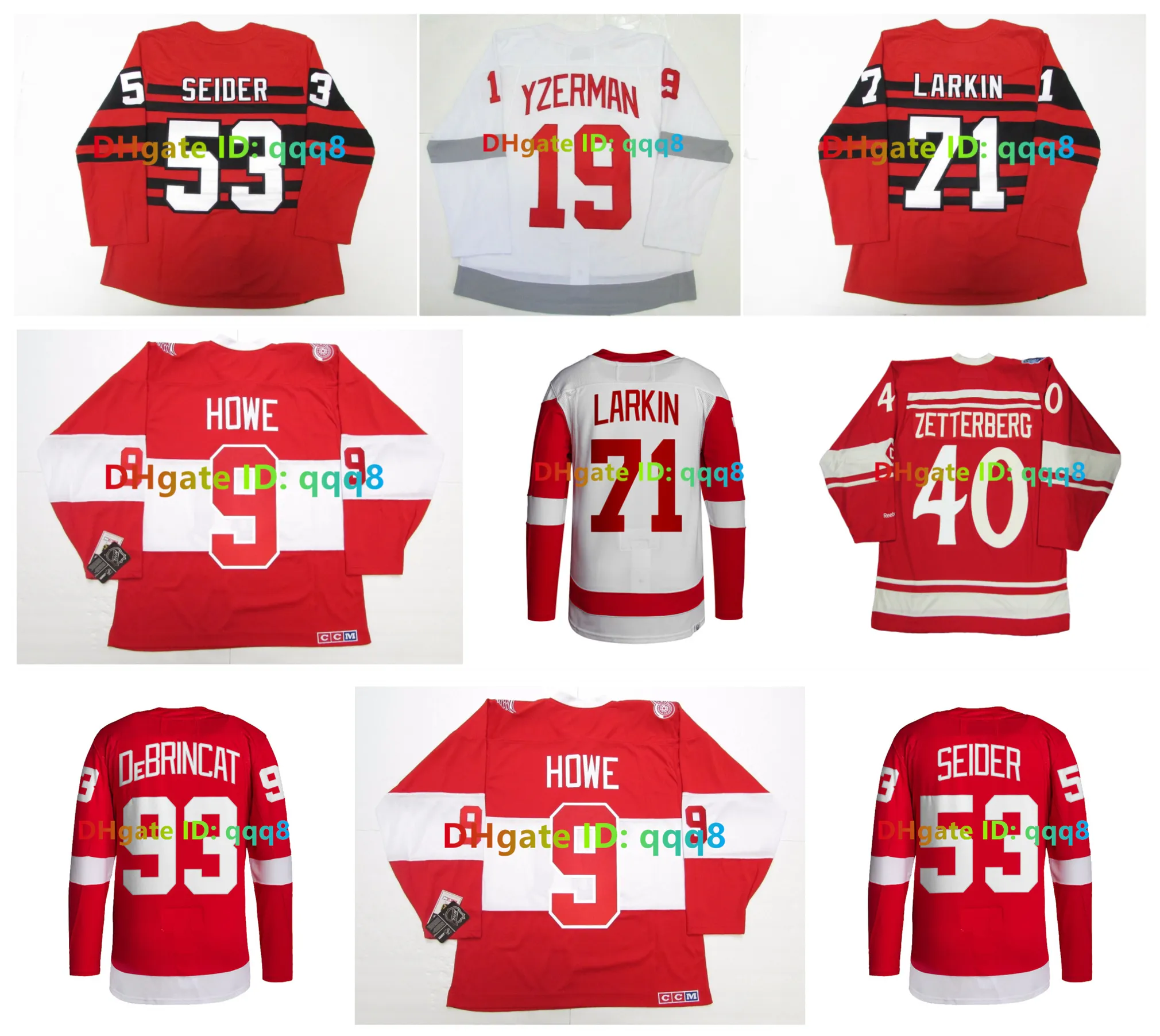 Moritz Seider Dylan Larkin Detroit Hockey Jersey CCM Throwback Red