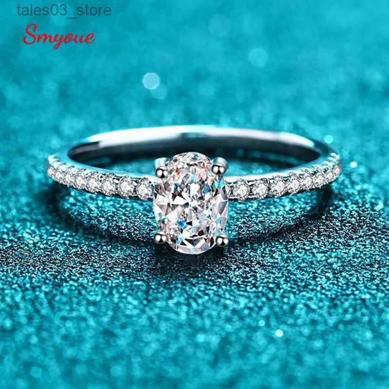 Anéis de casamento Smyoue Oval Cut 2ct Moissanite Anéis de casamento Mulheres Dove Egg Simulado Diamond Band Rhodium Banhado a Prata 925 Anéis Personalizados Presente Q231024