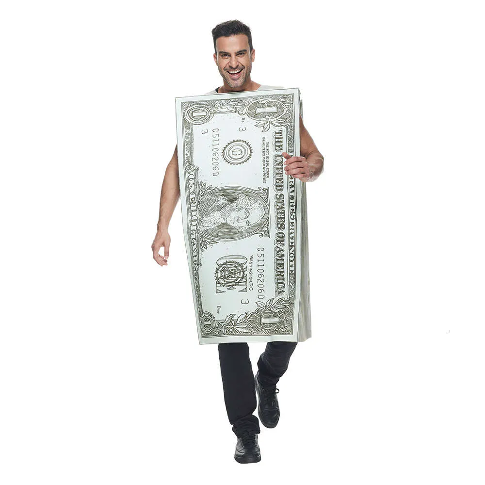 косплей Eraspooky смешные взрослые долларовые купюры костюм Halloween Unisex Ungsuit Paper Money Cosplay наряд карнаваль