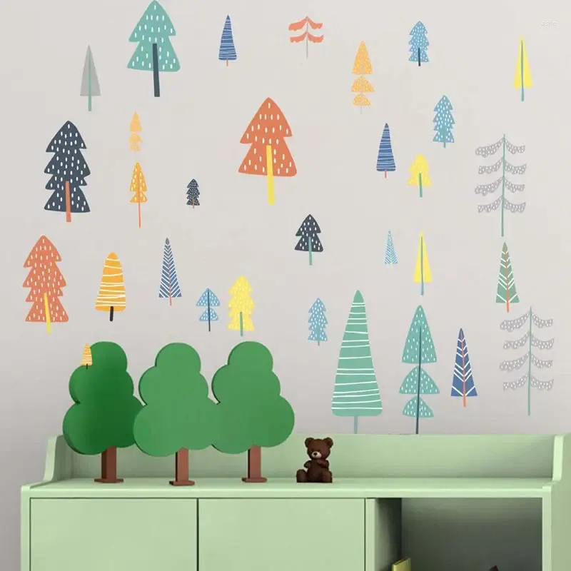 Muurstickers Nordic Cartoon Bos Voor Kinderen Kamers Decor DIY Decals Muurschildering Kind Slaapkamer Behang Woondecoratie Accessoires