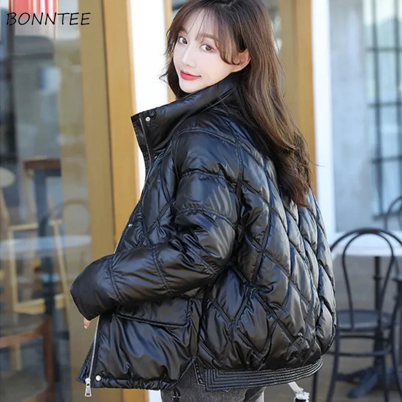 Women's Down Parkas Side Slit Parka Winter Coats Argyle ZipUp Minimalist Warm Fashion Clothing Korean Streetwear Vintage Pockets Leisure Ins 231023