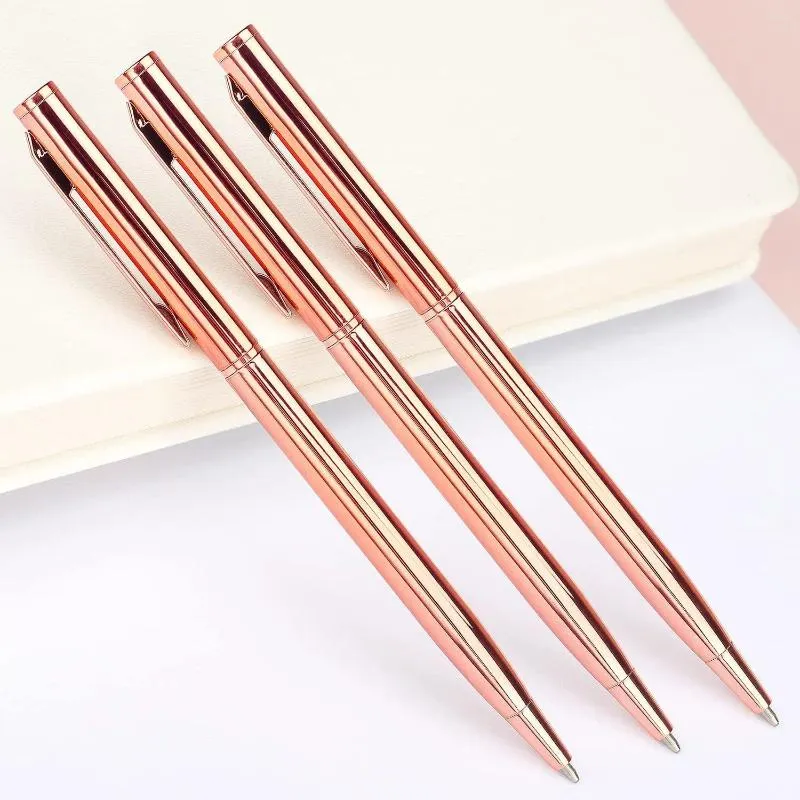 500st/Lot Metal Rollerball Ballpoint Pen Pen Rose Gold Anpassad logotyp Annonsering Bokstäver Graverade namnskolekontorsleveranser