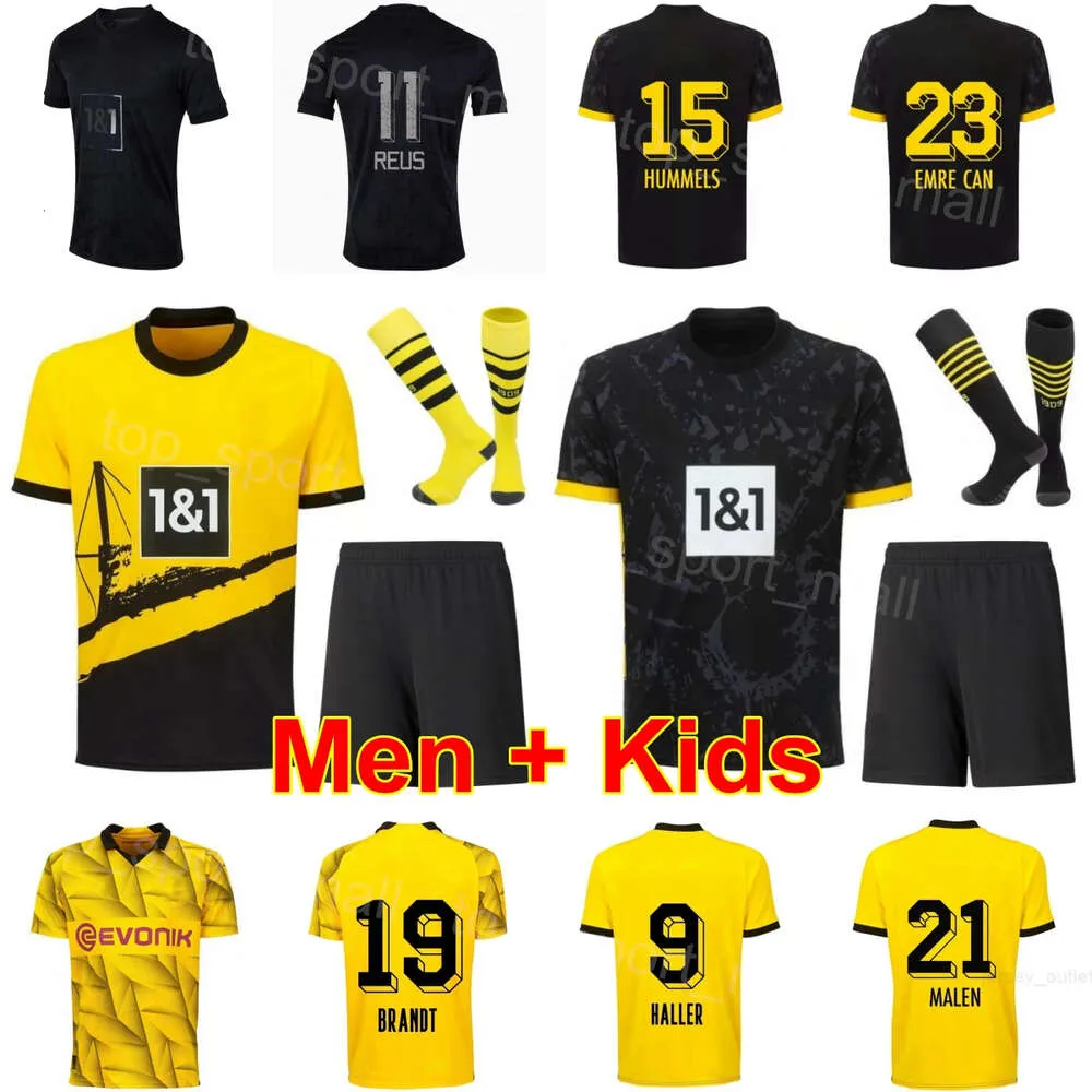 Borussia Soccer Dortmund Jerseys 23 24 Club Team 21 MALEN 11 REUS 15 HUMMELS 19 BRANDT 23 EMRE CAN 26 RYERSON 14 FULLKRUG BENSEBAINI NMECHA HALLER Football Shirt Kits