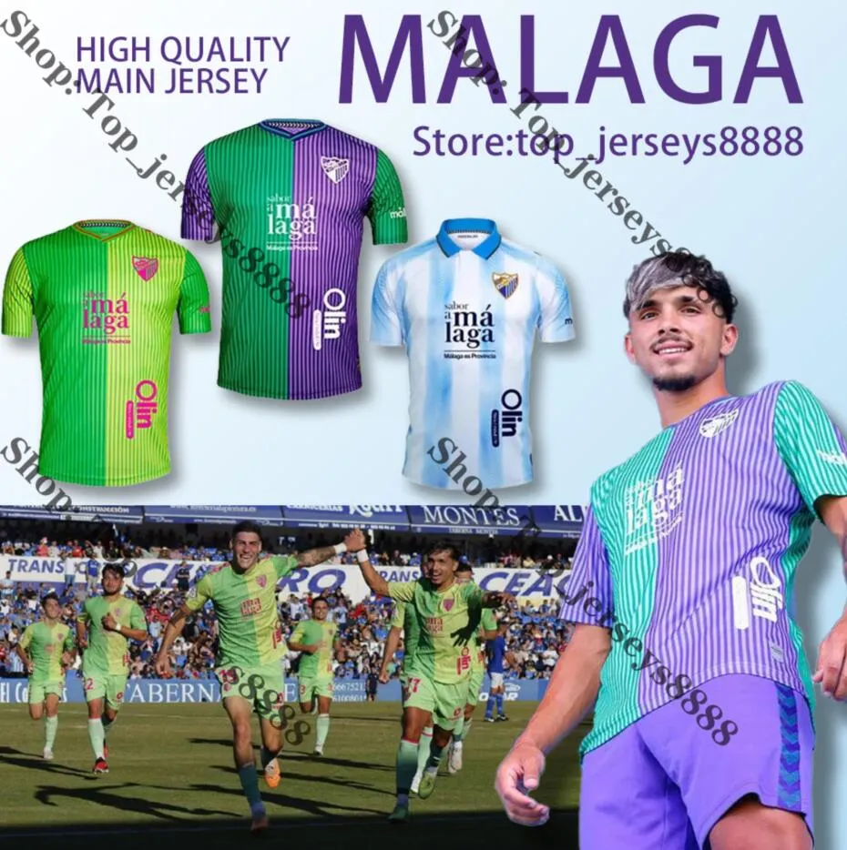 23/24 CF Málaga Camisas de futebol 2023/2024 Away JUANPI Luis Munoz Febas ADRIAN Camisa de futebol Burgos Casas Juankar camiseta de fUtbol Juande Febas Uniformes masculino kit