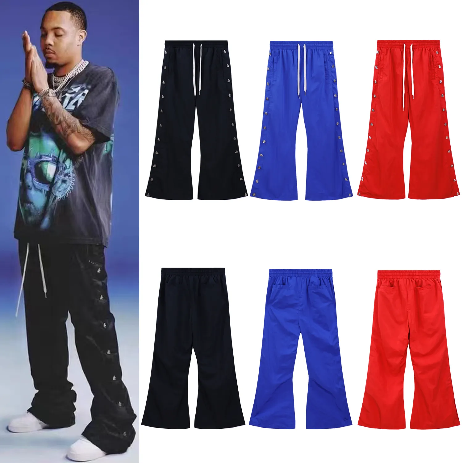 Heren luxe ontwerpers broek Hellstar broek mannen broek Hellstar Studios Flare Pants Heatpants Men Jogger Fashion Hip Hop Casual Pants 01