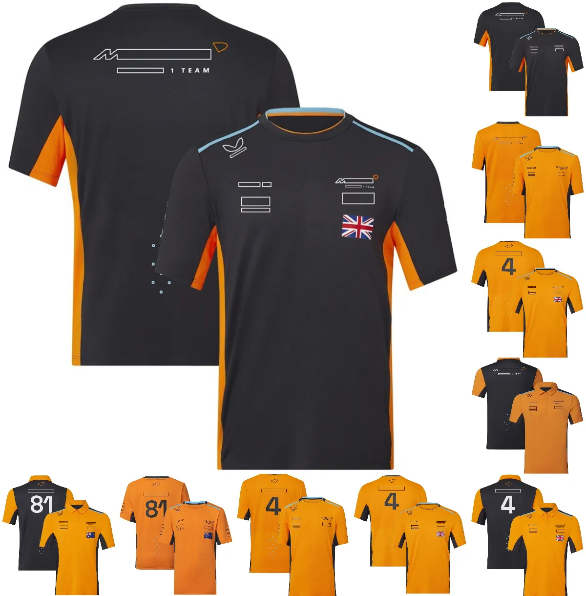 Zomer nieuw F1 2023 team T-shirt Driver Racing poloshirt Formule 1 officiële website Dezelfde geelzwarte T-shirts met korte mouwen Polo's