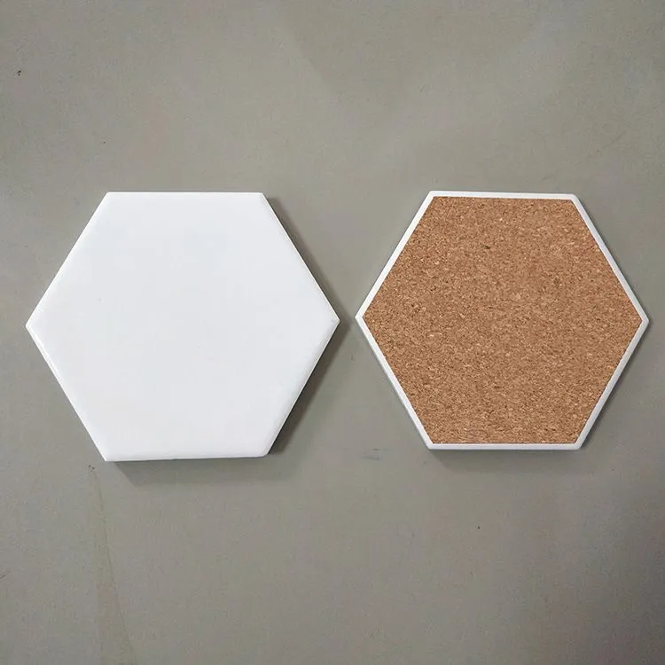 sublimation blank Bright light hexagon ceramics coaster 10.8*9.5cm consumables