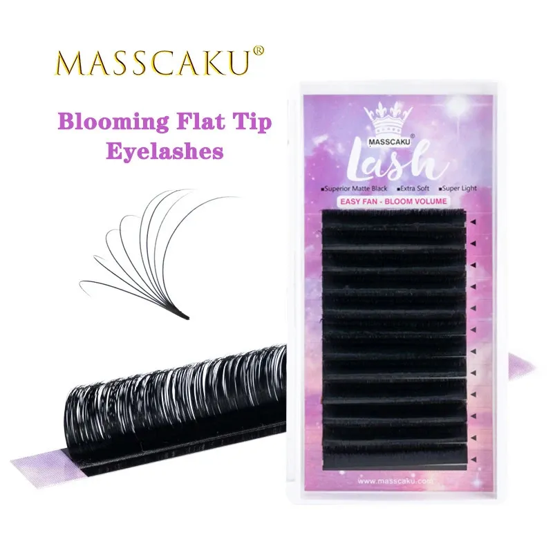 Pestañas postizas MASSCAKU Easy Fan Blooming Maquillaje individual Cilios Misma longitud Súper mate Negro Ultra alta densidad para salón de belleza 231024