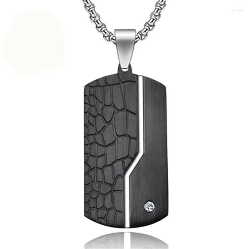 Pendentif Colliers Marque Mode Homme Acier inoxydable Blanc Sable Noir Rétro Cracké Titane Collier Bijoux Cadeaux