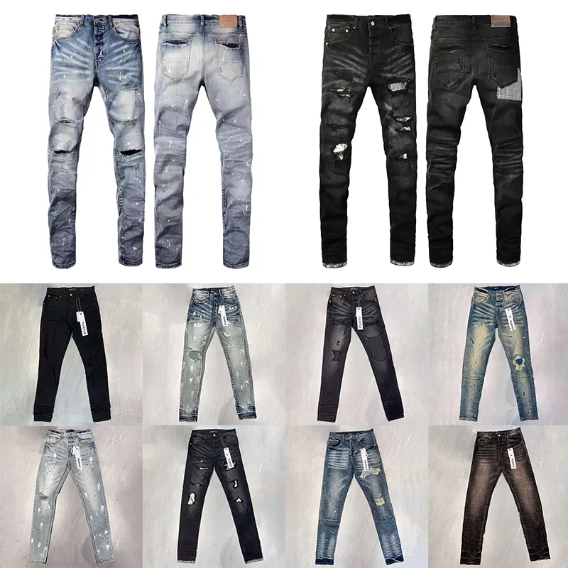 Mens High End Denim Jeans: Purple, Black & Retro Streetwear Pants