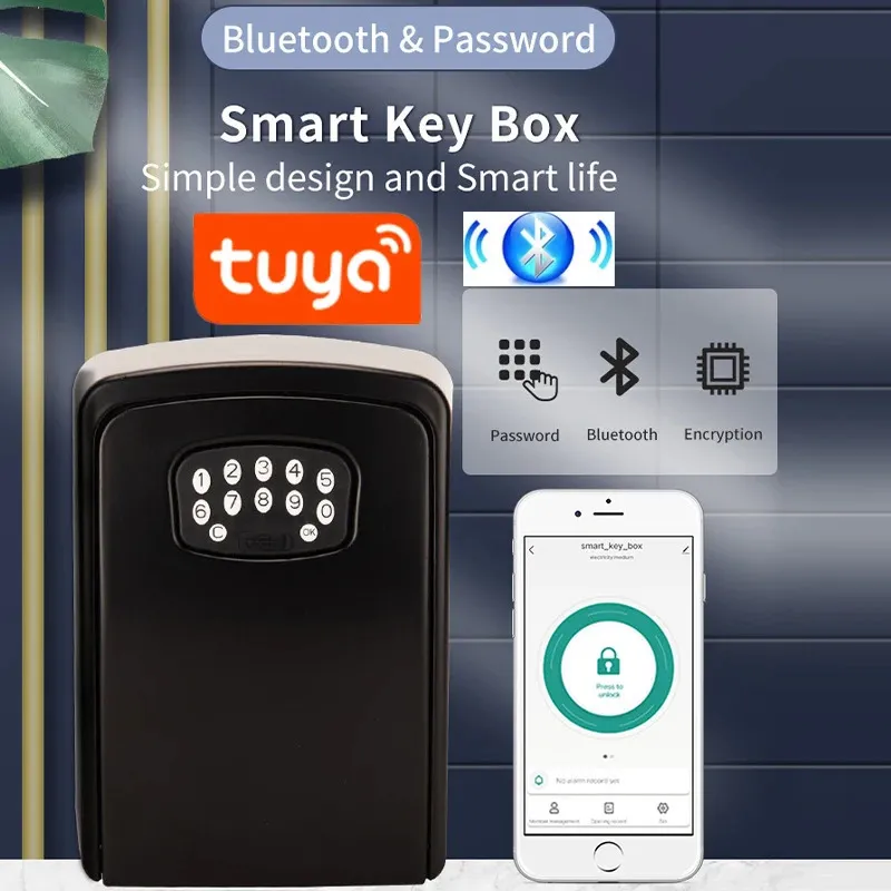 SMART LOCK TUYA KEY LOCK SMART BLUETOOTH APP KEY LOCK BOX Väggmontering Key Safe Wireless Dynamic Password Aluminium Alloy Tangent Lagring Lock Box 231023