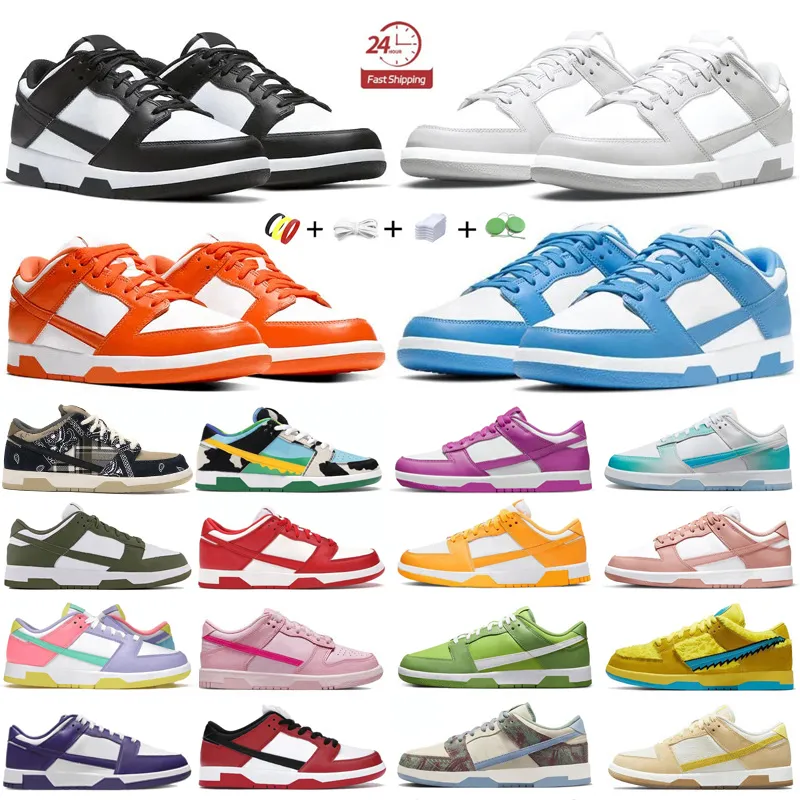 Designer Platform Casual Schoenen Heren Panda Wit Zwart Grijs Fog Triple Roze Amber Bruin Sanddrift Syracuse Candy UNC Blauw Argon Heren Dames Trainers Sport Sneakers GAI