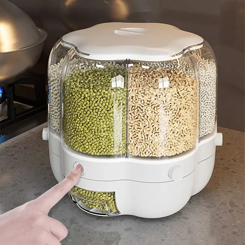 360° Rotating Grain Dispenser - Large Capacity Rice Storage Container ...